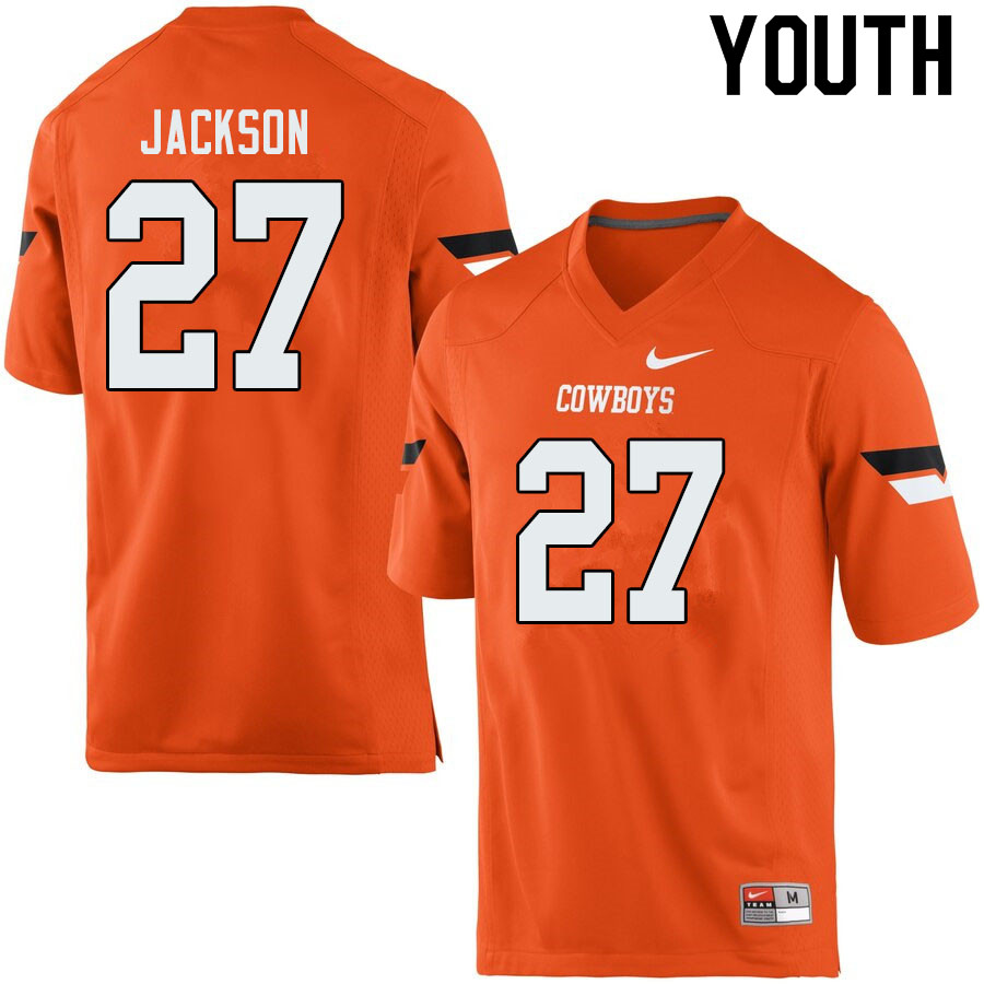 Youth #27 Dezmon Jackson Oklahoma State Cowboys College Football Jerseys Sale-Orange - Click Image to Close